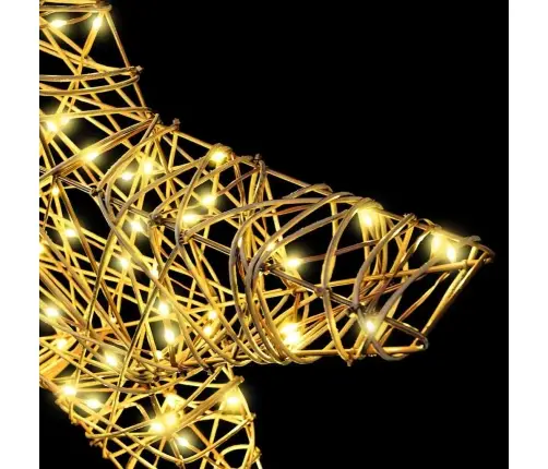 3D Zvaigzne Su 50 Led Silti Balta 55 X 52.5 X 9 Cm Rotangpalma Vidaxl