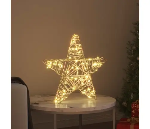 3D Zvaigzne Su 50 Led Silti Balta 55 X 52.5 X 9 Cm Rotangpalma Vidaxl