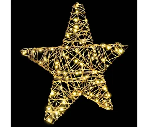 3D Zvaigzne Su 50 Led Silti Balta 55 X 52.5 X 9 Cm Rotangpalma Vidaxl