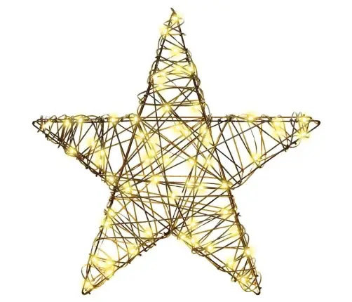 3D Zvaigzne Su 50 Led Silti Balta 55 X 52.5 X 9 Cm Rotangpalma Vidaxl