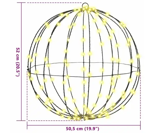Pall Koos 160 Led-Iga Soe Valge 50 Cm Metall
