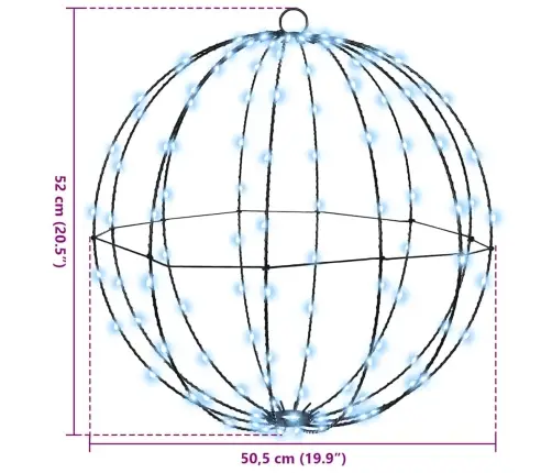 Bumba Su 320 Led 2 Pcs Vēsi Balta 50 Cm Metāla Vidaxl