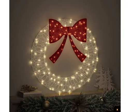 Vainags Ar Led Sloksnes Lukturiem Silti Balta 75 Cm Akrils Vidaxl