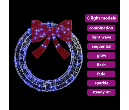 Vainikas Su 60 Led Mėlyna 75 Cm Akrilas