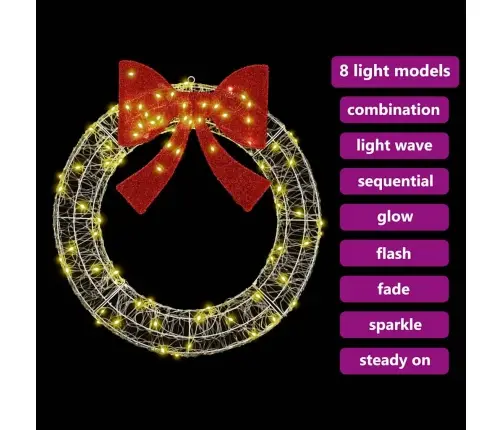 Vainags Ar Led Sloksnes Lukturiem Silti Balta 90 Cm Akrils Vidaxl