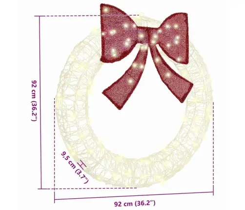 Vainags Ar Led Sloksnes Lukturiem Silti Balta 90 Cm Akrils Vidaxl