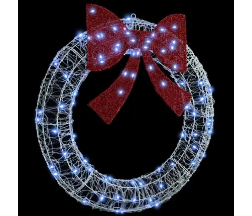 Vainikas Su 80 Led Šalta Balta 90 Cm Akrilas Vainikas Su 80 Led Šalta Balta 90 Cm Akrilas