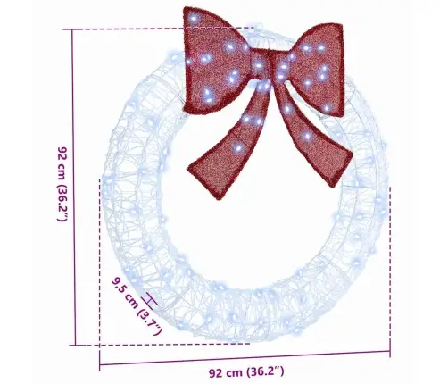 Vainikas Su 80 Led Šalta Balta 90 Cm Akrilas Vainikas Su 80 Led Šalta Balta 90 Cm Akrilas