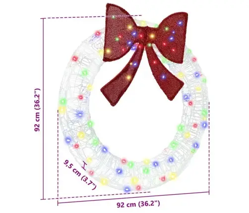 Vainikas Su 80 Led Įvairiaspalvis 92 X 9.5 X 92 Cm Akrilas