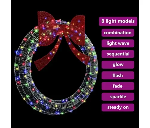 Vainags Ar Led Sloksnes Lukturiem Daudzkrāsains 120 Cm Akrils Vidaxl