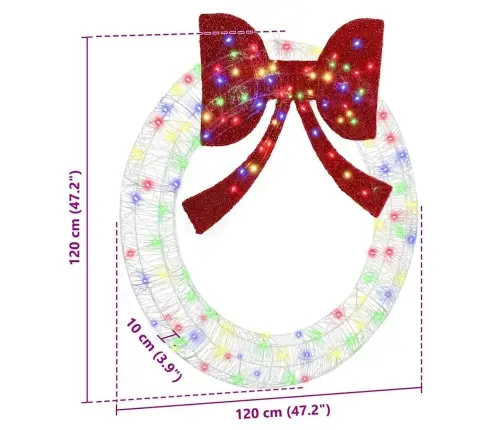 Vainags Ar Led Sloksnes Lukturiem Daudzkrāsains 120 Cm Akrils Vidaxl