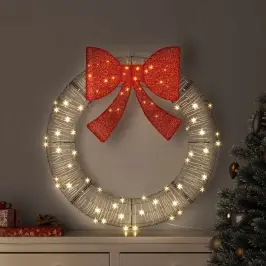 Vainikas Su 80 Led Šilta Balta 90 Cm Ratanas