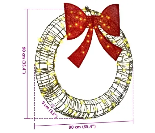 Küünlapärg Koos 80 Led-Iga Soe Valge 90 Cm Rotang