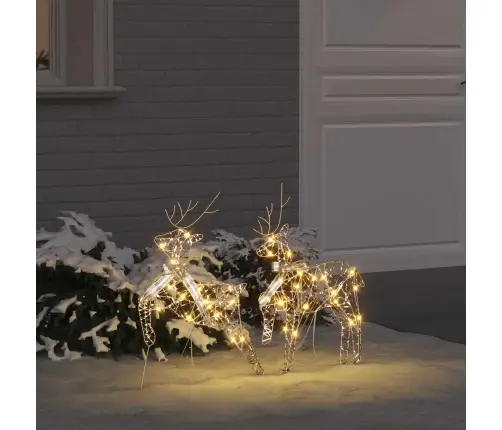 Led Ziemeļbrieži 2 Pcs Silti Balts 64 X 42 X 15 Cm Pet Vidaxl