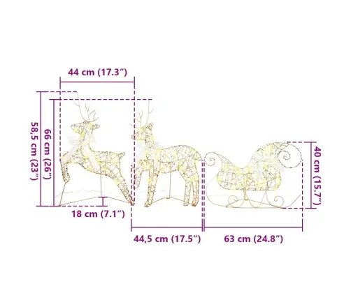 Led Ziemeļbrieži Su 60 Led 3 Pcs Silti Balts Pet Vidaxl