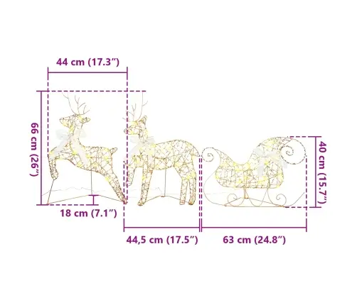 Led Ziemeļbrieži Su 60 Led 3 Pcs Silti Balts Pet Vidaxl