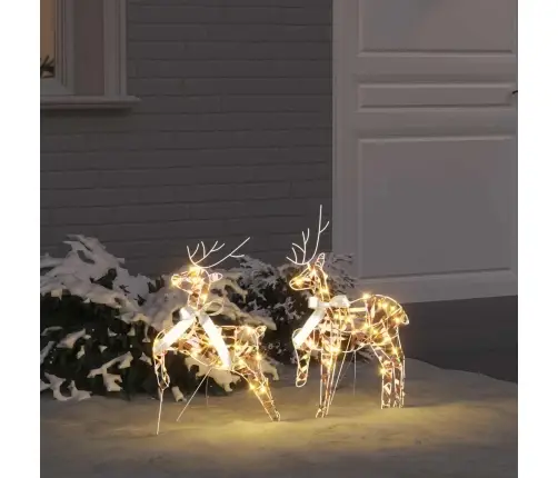 Led Ziemeļbrieži 2 Pcs Silti Balts 64 X 42 X 15 Cm Pet Vidaxl
