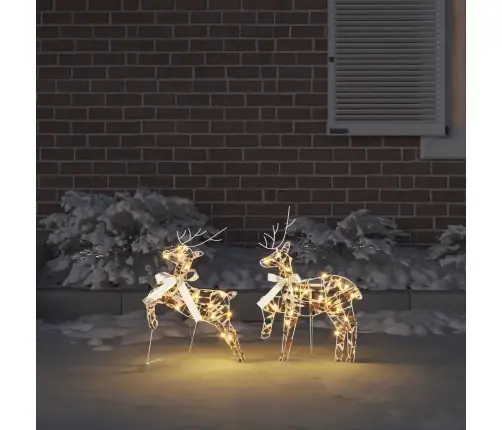 Led Ziemeļbrieži 2 Pcs Silti Balts 64 X 42 X 15 Cm Pet Vidaxl