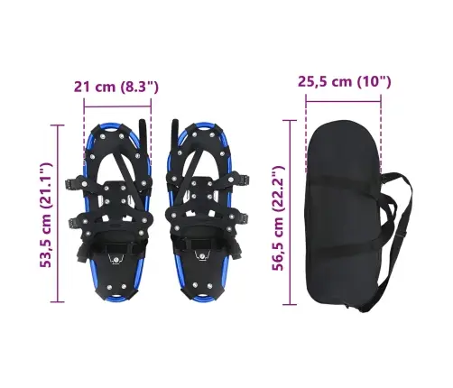 3 In 1 Sniega Kurpes Ar Pārgājienu Nūjām Zila 21 Collas Vidaxl