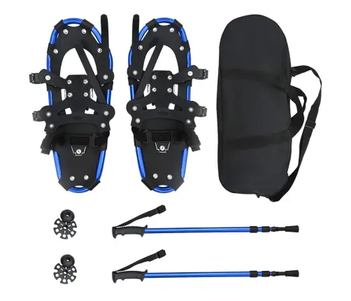 3 In 1 Sniega Kurpes Ar Pārgājienu Nūjām Zila 21 Collas Vidaxl