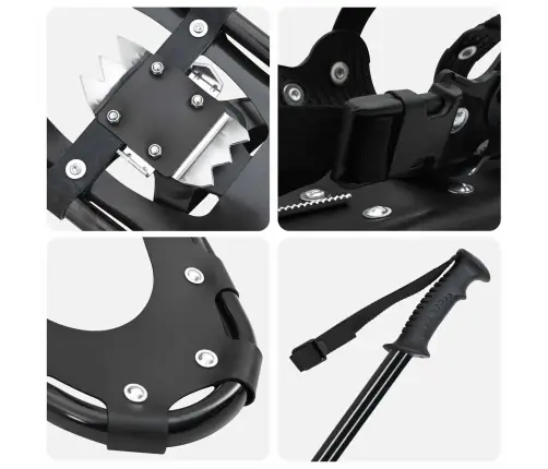 3 In 1 Sniega Kurpes Ar Pārgājienu Nūjām Melna 21 Collas Vidaxl