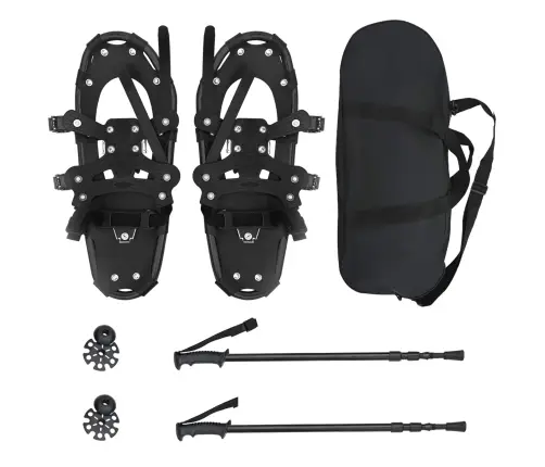 3 In 1 Sniega Kurpes Ar Pārgājienu Nūjām Melna 21 Collas Vidaxl