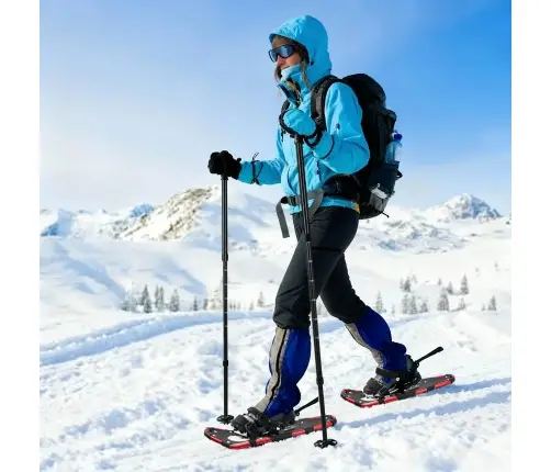 3 In 1 Sniega Kurpes Ar Pārgājienu Nūjām Sarkana 25 Collas Vidaxl