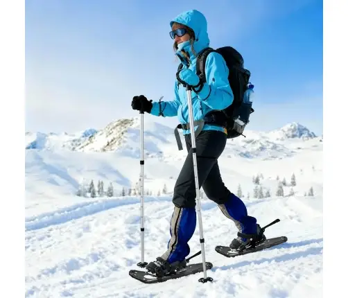 3 In 1 Sniega Kurpes Ar Pārgājienu Nūjām Melna 25 Collas Vidaxl