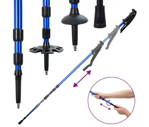 3 In 1 Sniega Kurpes Ar Pārgājienu Nūjām Zila 25 Collas Vidaxl