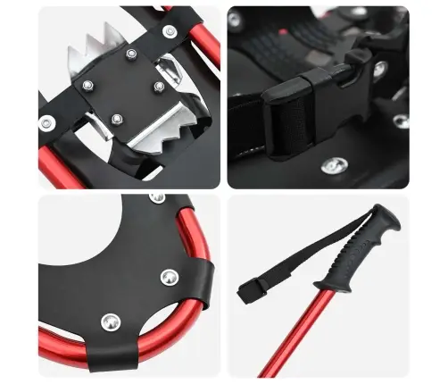 3 In 1 Sniega Kurpes Ar Pārgājienu Nūjām Sarkana 25 Collas Vidaxl