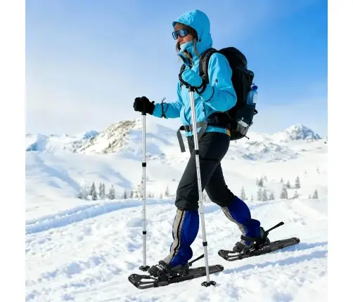 3 In 1 Sniega Kurpes Ar Pārgājienu Nūjām Melna 30 Collas Vidaxl