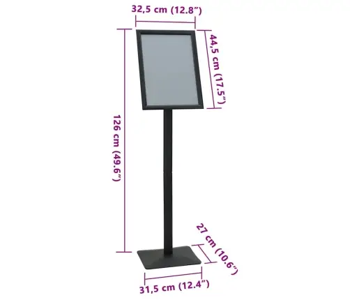 Pedestāla Plakātu Statīvs Melna A3 Alumīnijs Un Pvc Vidaxl