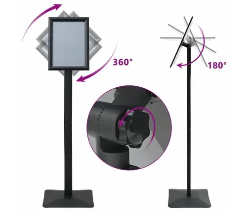 Pedestāla Plakātu Statīvs Melna A4 Alumīnijs Un Pvc Vidaxl