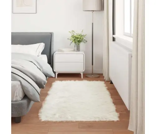 Mākslīgā Aitu Vilna Paklājs Balts 80 X 150 Cm Poliesters Vidaxl