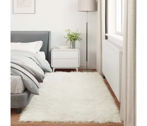 Mākslīgā Aitu Vilna Paklājs Balts 100 X 200 Cm Poliesters Vidaxl