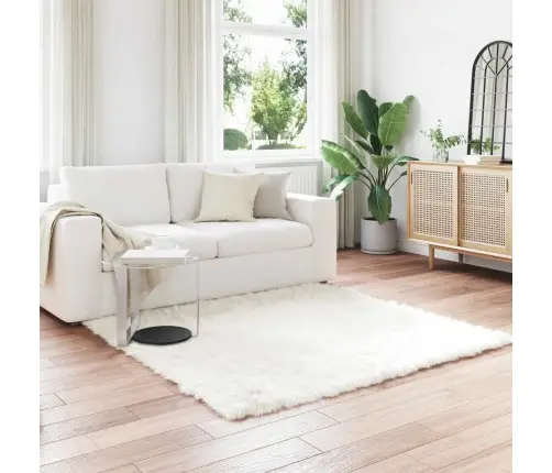 Mākslīgā Aitu Vilna Paklājs Balts 120 X 120 Cm Poliesters Vidaxl