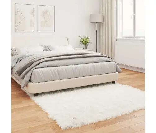 Mākslīgā Aitu Vilna Paklājs Balts 120 X 120 Cm Poliesters Vidaxl