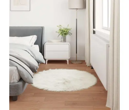 Mākslīgā Aitu Vilna Paklājs Balts 120 X 120 Cm Poliesters Vidaxl