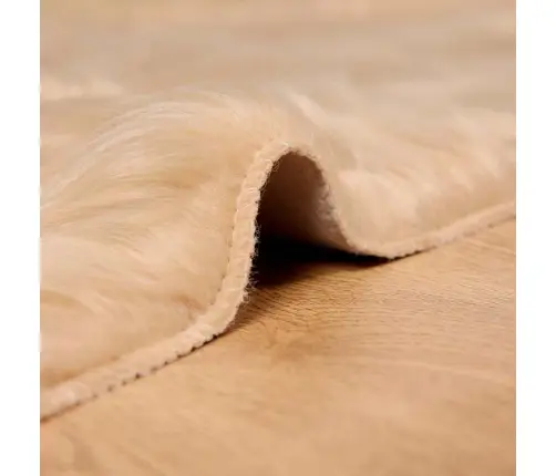 Mākslīgā Aitu Vilna Paklājs Bēša 80 X 200 Cm Poliesters Vidaxl