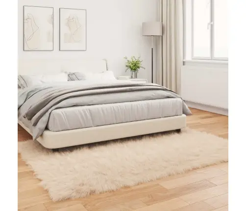 Mākslīgā Aitu Vilna Paklājs Bēša 140 X 200 Cm Poliesters Vidaxl