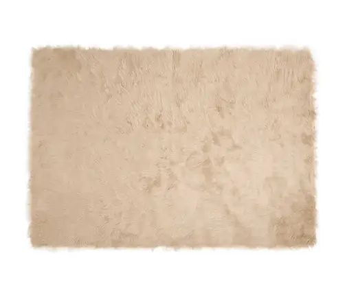 Mākslīgā Aitu Vilna Paklājs Bēša 140 X 200 Cm Poliesters Vidaxl