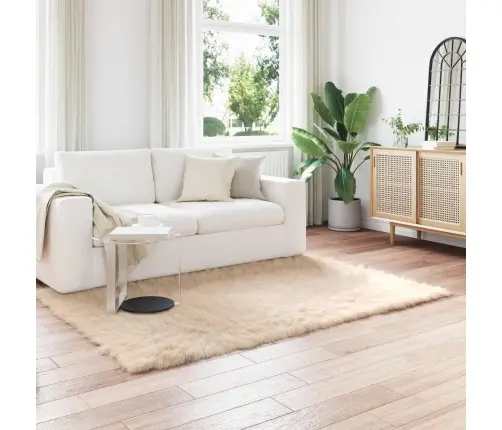 Mākslīgā Aitu Vilna Paklājs Bēša 160 X 230 Cm Poliesters Vidaxl