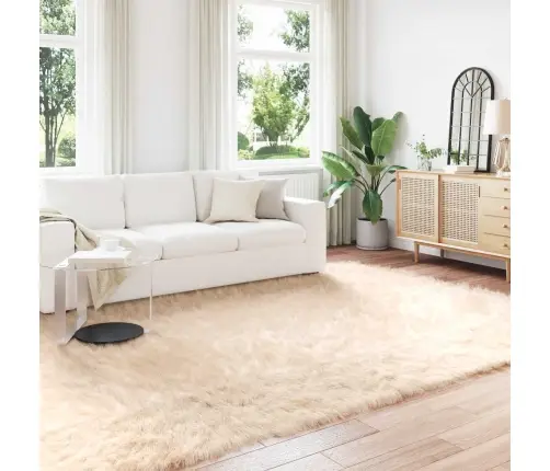 Mākslīgā Aitu Vilna Paklājs Bēša 200 X 280 Cm Poliesters Vidaxl