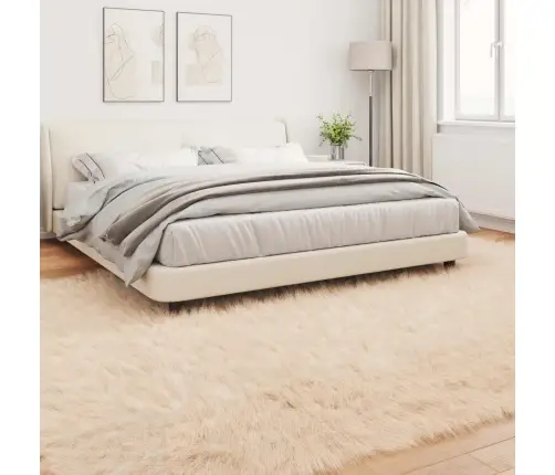 Mākslīgā Aitu Vilna Paklājs Bēša 200 X 280 Cm Poliesters Vidaxl