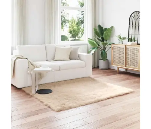 Mākslīgā Aitu Vilna Paklājs Bēša 160 X 160 Cm Poliesters Vidaxl