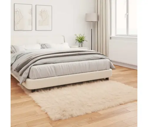 Mākslīgā Aitu Vilna Paklājs Bēša 160 X 160 Cm Poliesters Vidaxl