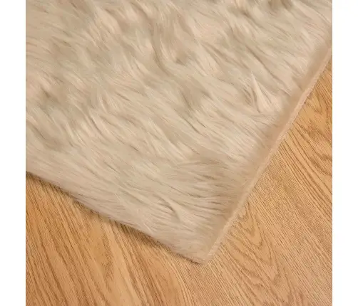 Mākslīgā Aitu Vilna Paklājs Bēša 200 X 200 Cm Poliesters Vidaxl