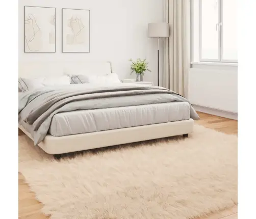 Mākslīgā Aitu Vilna Paklājs Bēša 200 X 200 Cm Poliesters Vidaxl