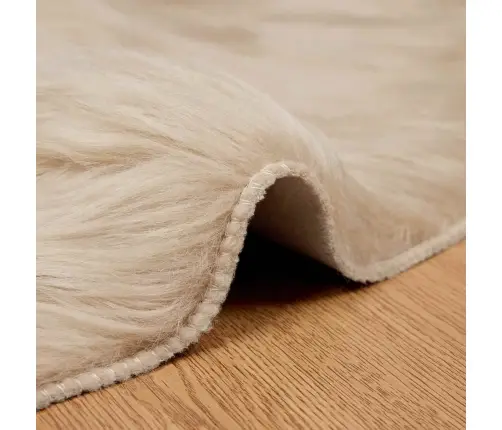 Mākslīgā Aitu Vilna Paklājs Bēša 80 X 80 Cm Poliesters Vidaxl