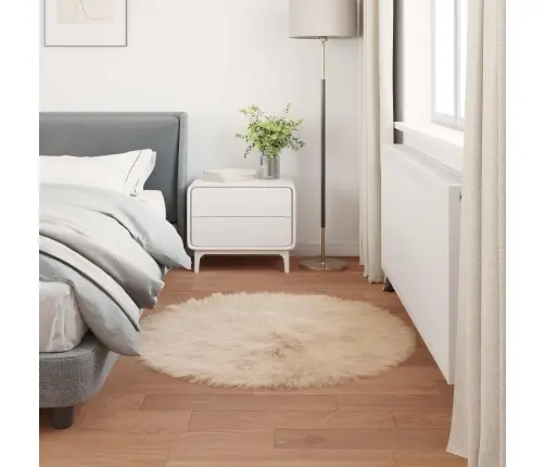 Mākslīgā Aitu Vilna Paklājs Bēša 100 X 100 Cm Poliesters Vidaxl